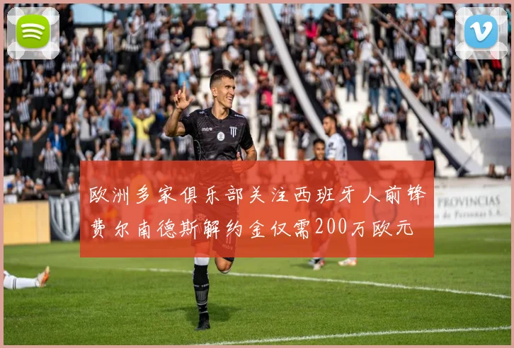 欧洲多家俱乐部关注西班牙人前锋费尔南德斯解约金仅需200万欧元